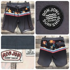 Ron Jon Floral Boardshorts Men  s 31 Gray Inseam 8 Lightweight