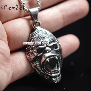 MENDEL Collier pendentif pour hommes en acier inoxydable King Kong Ape Monkey pour hommes