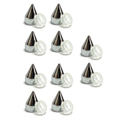 #ad #ad 10 Chrome Press On Spike Snap Covers for #12 #14 License Plate Frame Tag Screws $16.95