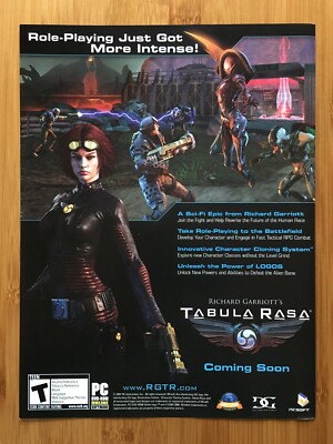 Richard Garriott's Tabula Rasa PC 2007 Print Ad/Poster Official Big Box Game Art
