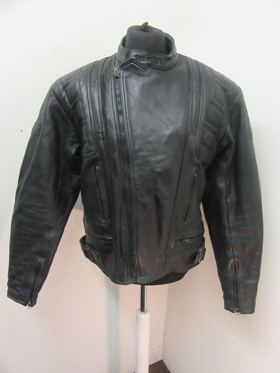 VINTAGE 80's BELSTAFF HEAVY TWINTRACK LEATHER MOTORCYCLE BIKER JACKET SIZE 48 XL