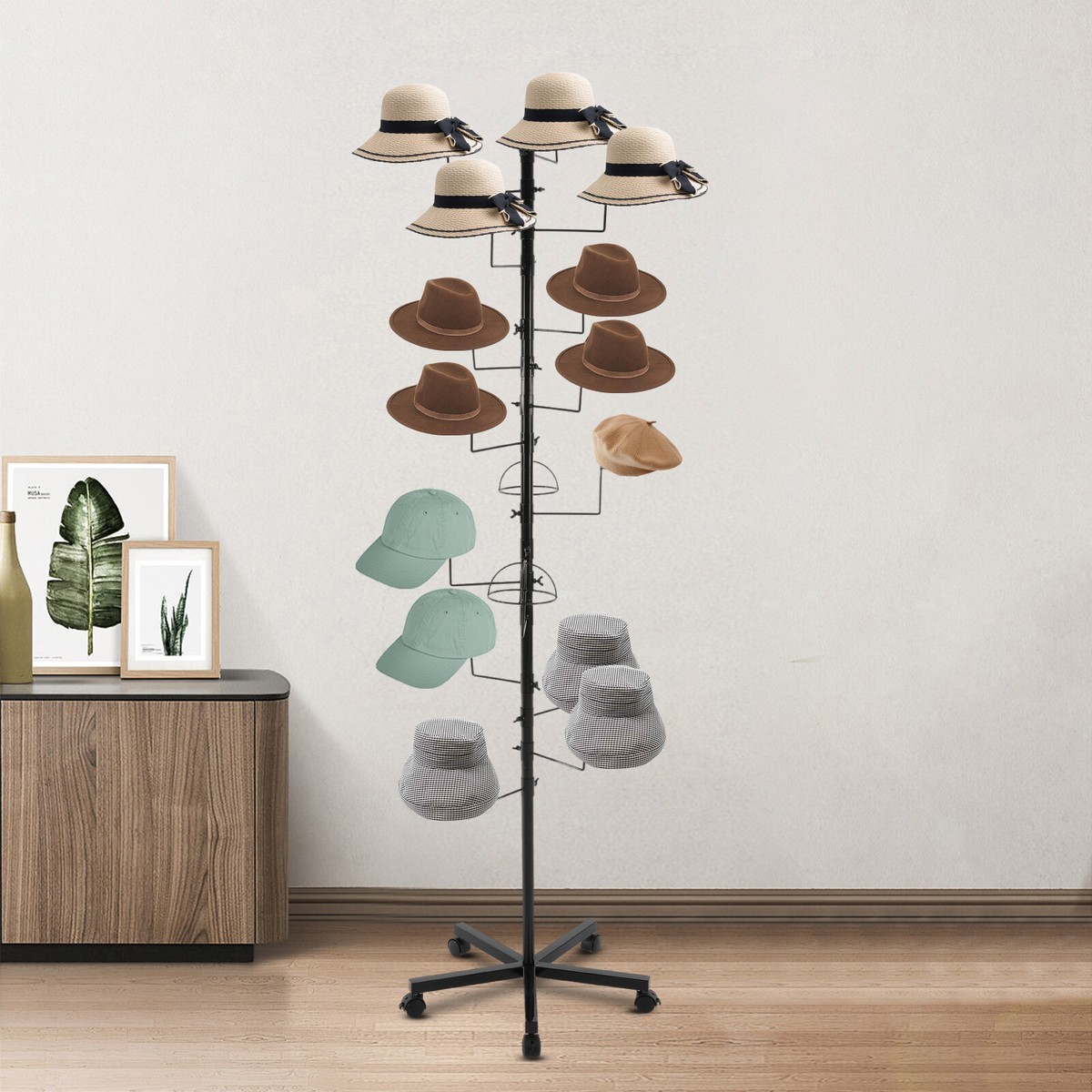Freestanding Hat Rack 16-hook Hat Display Rack Home/Retail Hat