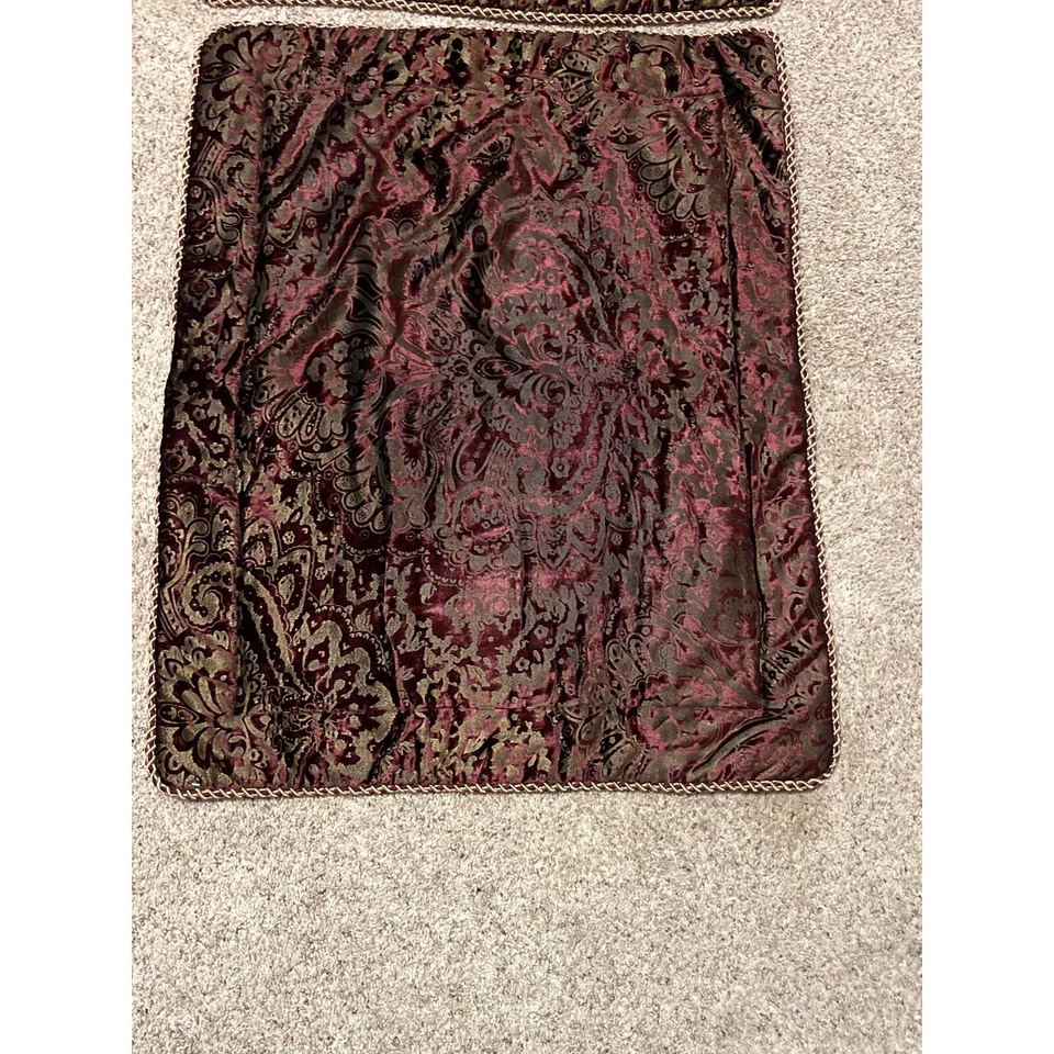 Crosscill European Pillow Shams  Burgundy Gold / Gold Trim Edging Cord EUC - Image 2 of 4