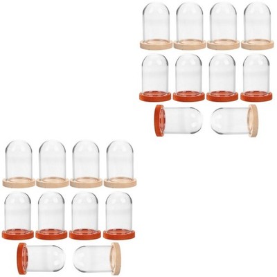 2 Pack Clear Display Case for Figures Glass Cover Cloche with Base Decor Domes