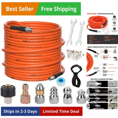 #ad 100FT Pressure Washer Sewer Jetter Kit 5800 PSI Water Jet Drain Cleaner Hose... $108.91