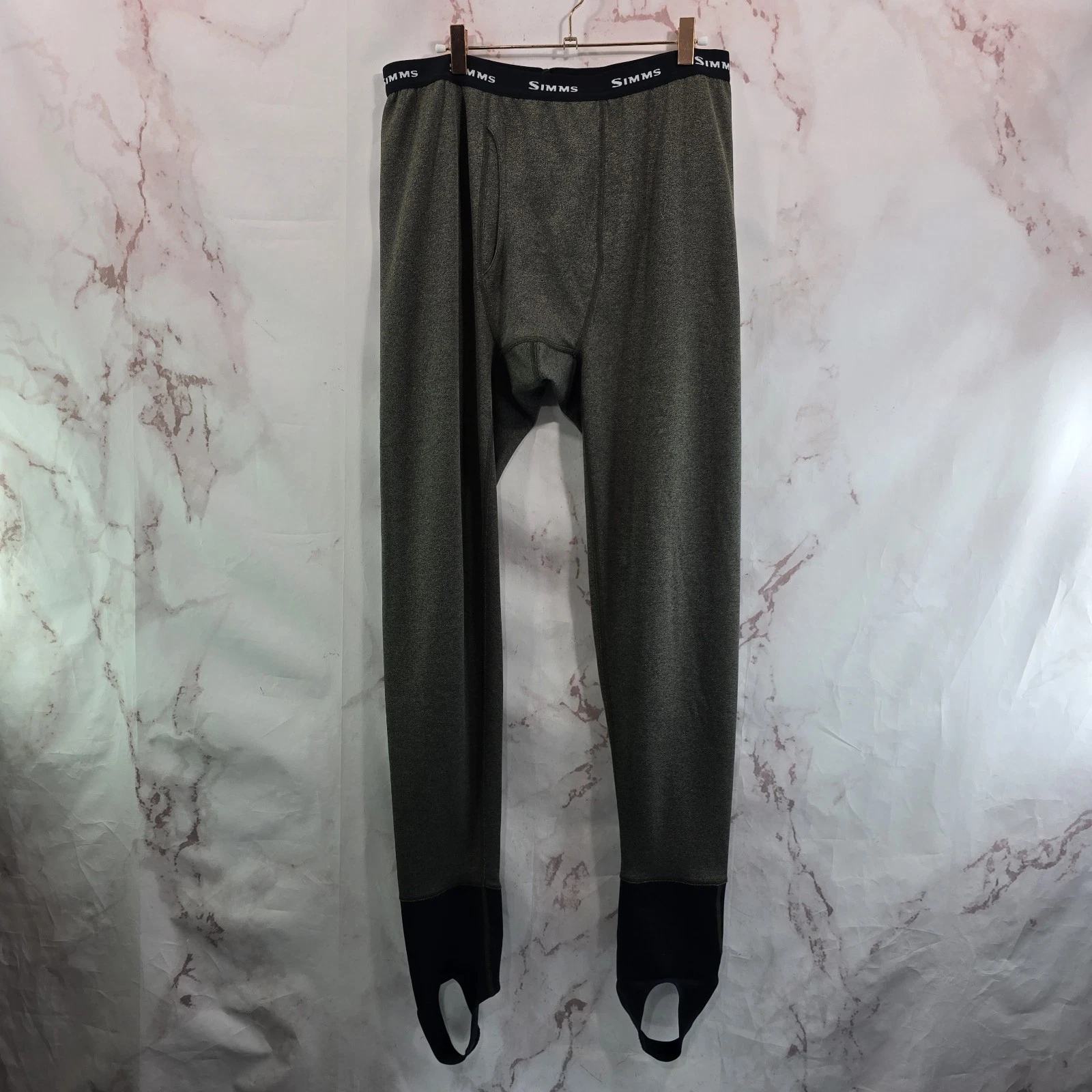 Simms Long John Mens Large Brown Thermal Leggings Stirrup Baselayer Bottoms