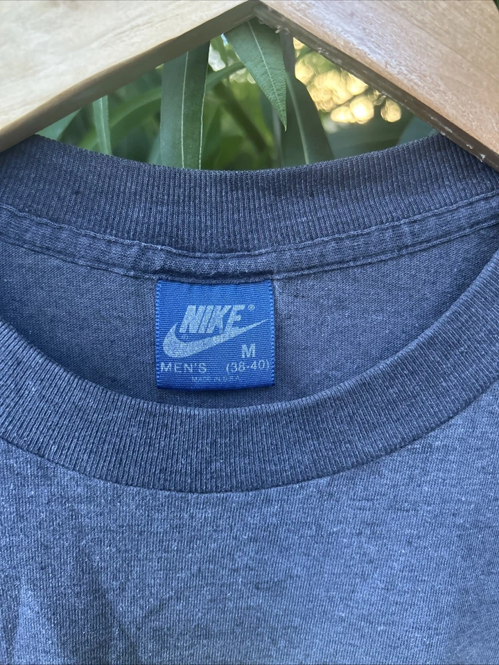 VTG 80s Nike Dome Logo T-shirt Iowa Made USA Medium Rare OG Dunk Blue Tag - Image 3 of 4