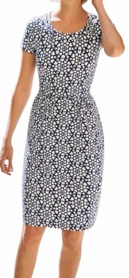 Boden Jerseykleid marine weiß Herzmuster 10 Kurzarm Stretch