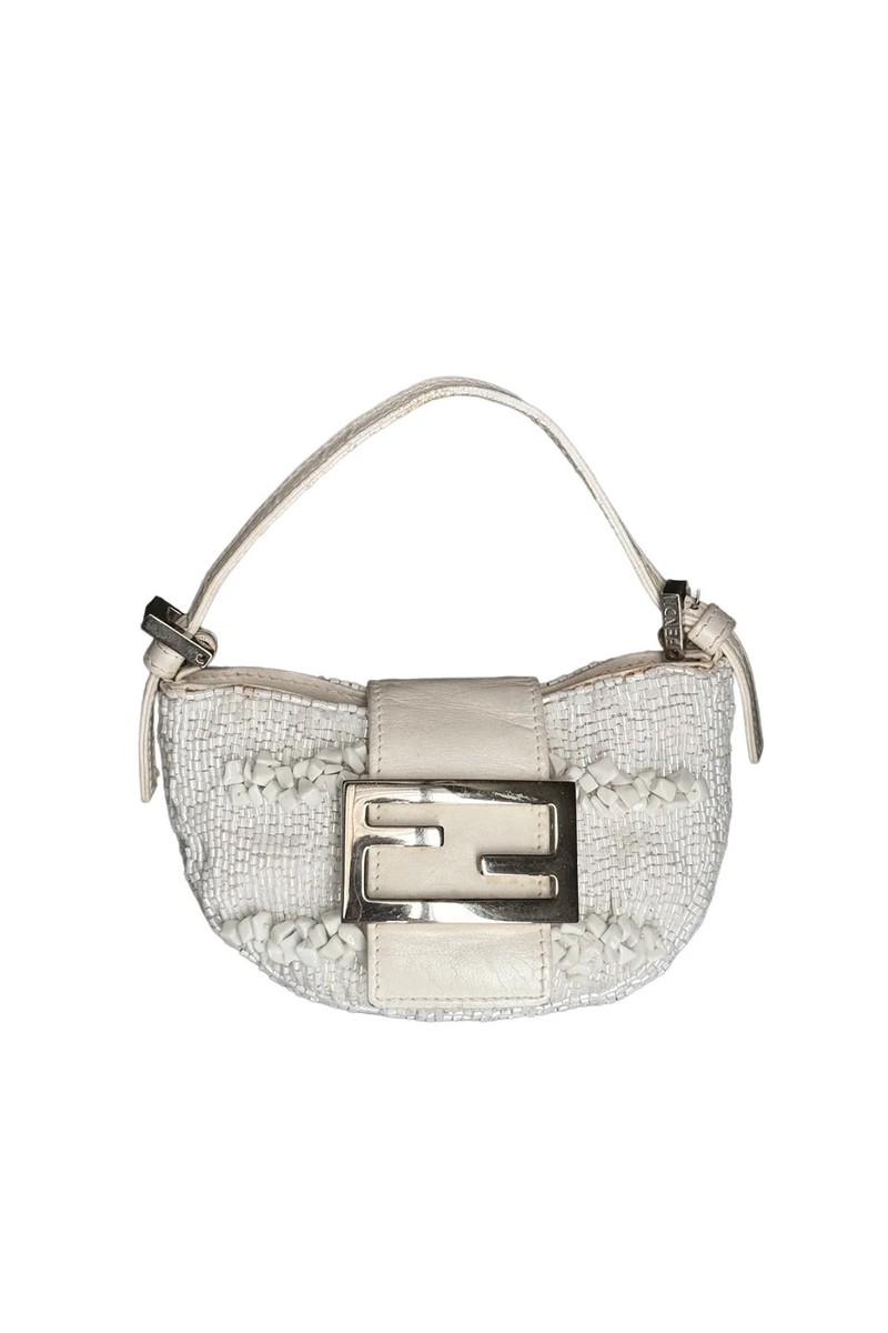 Super Rare** Vintage FENDI White Beaded Sequin Gemstone Mini
