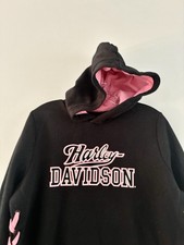 Women  s Harley Davidson Pink Collection Black Hoodie Sweatshirt Medium
