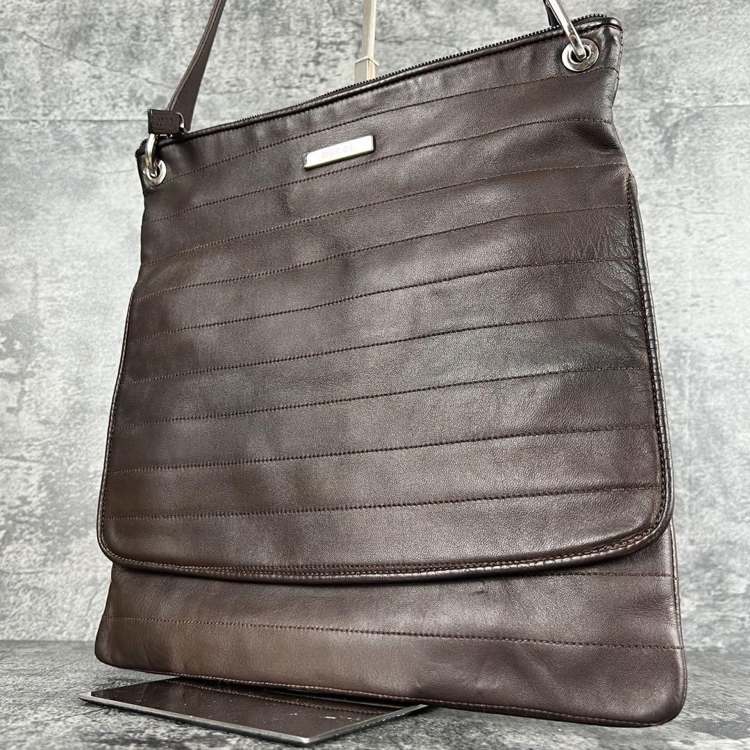 GUCCI GG Dark Brown Leather Shoulder Bag Authentic F0708628 Model 00022690546