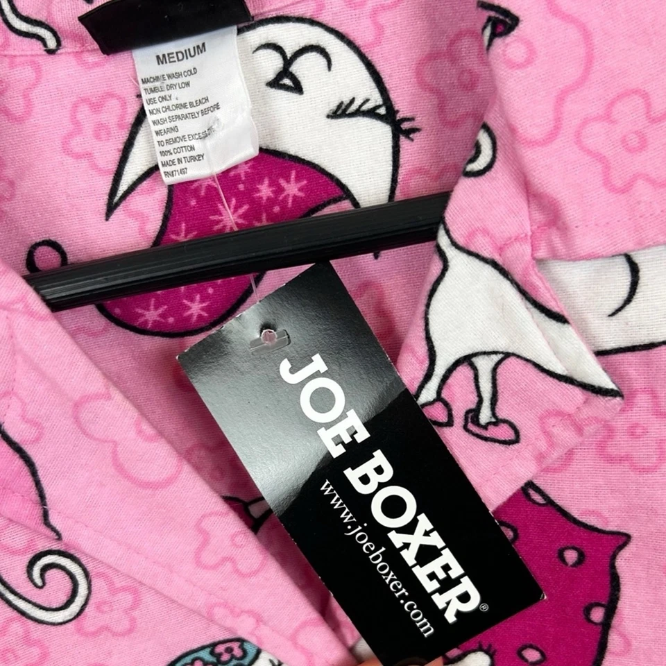Conjunto de pijama de franela estampado gato rosa intenso boxer vintage Y2K Joe nuevo con etiquetas talla mediana Foto 4 de 4