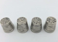 Lot Of 4 Etched Pewter Thimbles- Wildlife
