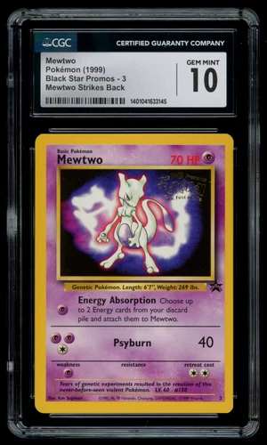 CGC 10 GEM MINT Pokemon Mewtwo #3 Strikes Back Black Star Promo