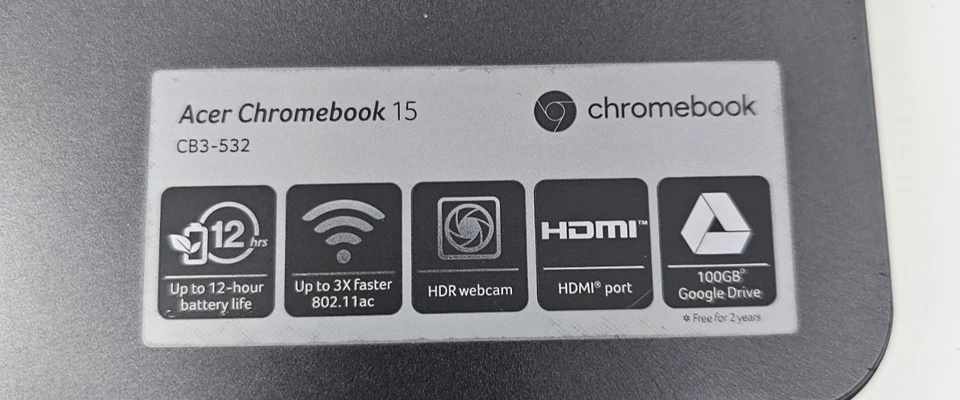 Acer Chromebook 15 CB3-532 School College Home Small Business HDMI USB Webcam - Image 2 of 4