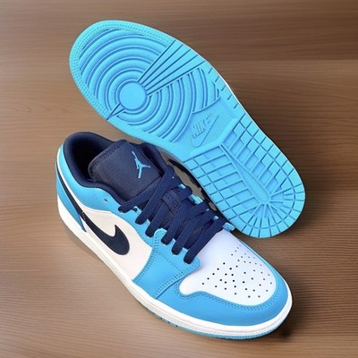 Nike Air Jordan 1 Low UNC Blue White 553558-144 Men's Size 9.5 | eBay