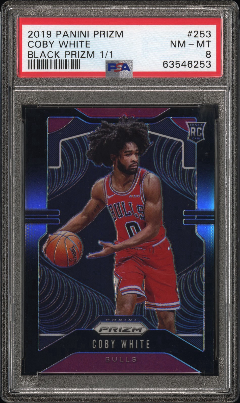 Coby White 2019 Prizm BLACK 1/1 PSA 8 NM-MT Rookie RC #253 His Best Card 1 OF 1