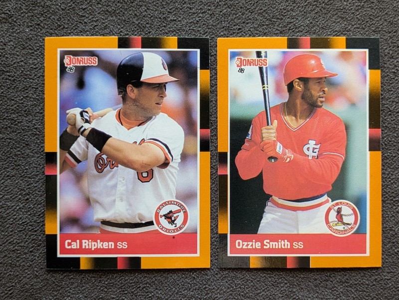 Lot of 2 - 1988 Donruss Baseball's Best - Cal Ripken #198, Ozzie Smith #243 NM