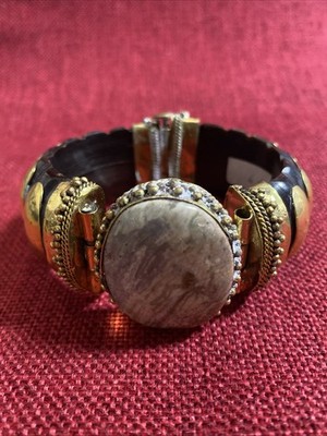 Old Bangle Bracelet w/ Center Stone (Agate Or Jasper) .1