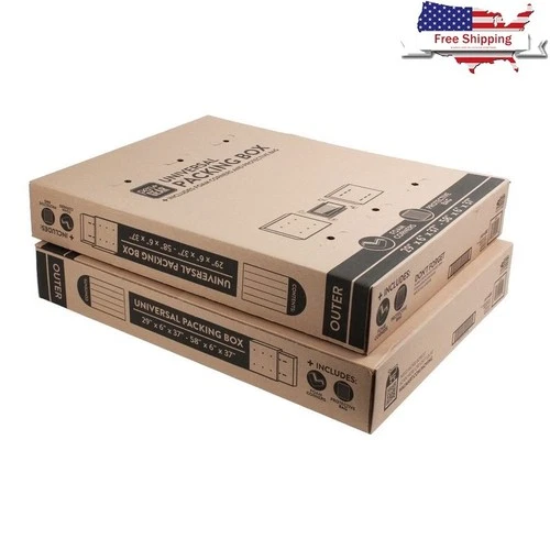 Universal Moving Box TVs Up to 65 Inch W/ Cushioning 2 Count Foam Corners New