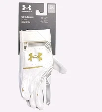 Under Armour Youth Batting Gloves White And Gold Logo Size OSFM New With Tags
