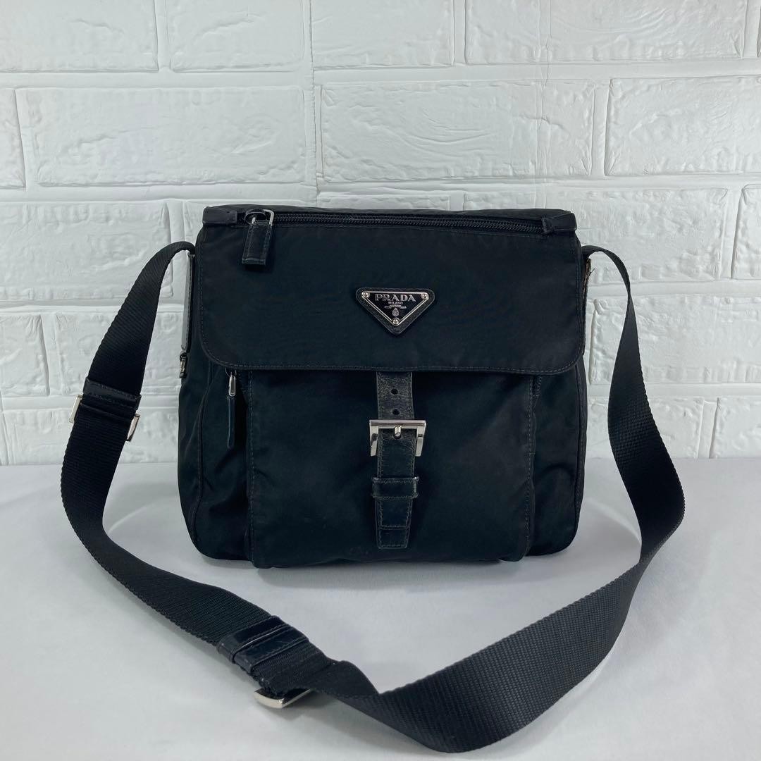 PRADA Messenger Bag Black Nylon Triangle Logo thumbnail 2