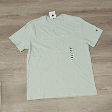 Champion Men's Green Solid Logo T-Shirt Crew Neck Short Sleeve Regular Size M