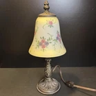 Vintage Reverse Painted Glass Shade Metal Table Tiffany Style Lamp Cottagecore
