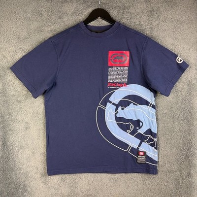 Ecko Unltd T-Shirt Herren Large Blau Logo Grafik Skater Y2K 90s USA Hip Hop