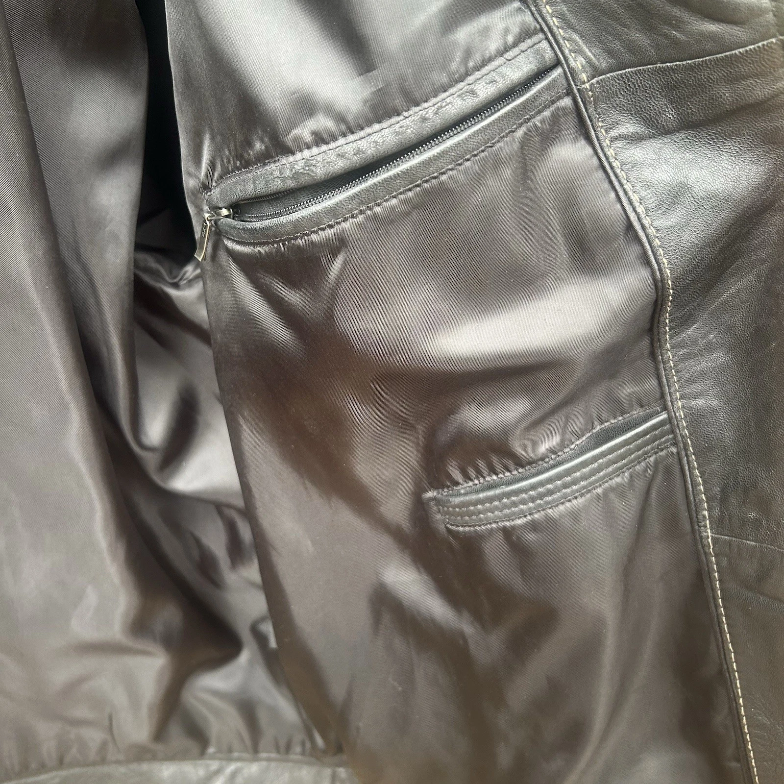 Vintage Roundtree & Yorke Jacket XXL Lambskin Leather Mens Black Full Zip - product detail image 8