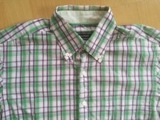 ⭐ Peter Fitch Hemd kurzarm S / M kariert Peek & Cloppenburg grün lila weiß