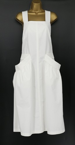 NIEDRIGE KLASSISCHE SCHÜRZE BAUMWOLLE MIDI KLEID DAMEN CLOUD WEISS UVP £ 635 BR