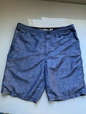 Hurley Men's Polyester Lt. Wt. Blue Tones Plaid Walking Shorts W 32
