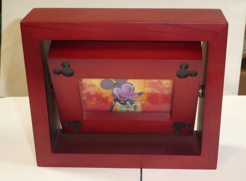 NEW RARE ROTATING 2-way DISNEY Cherry Wood PHOTO FRAME ~Dual photo ~Beautiful!! - Picture 3 of 6