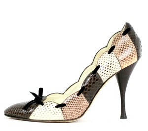 multi colored snakeskin heels