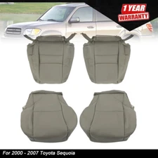 For 2000-2007 Toyota Sequoia Gray Driver Passenger Bottom Top Leather Seat Cover