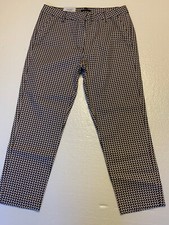 NWT TOMMY HILFIGER Women's 6 STRETCH SLIM CROP PANTS WHITE/BLACK w/Red SLIM LEG