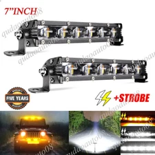 2x 7" Strobe LED Work Light Bar Flood Spot Combo Fog Lamp Offroad Driving Truck