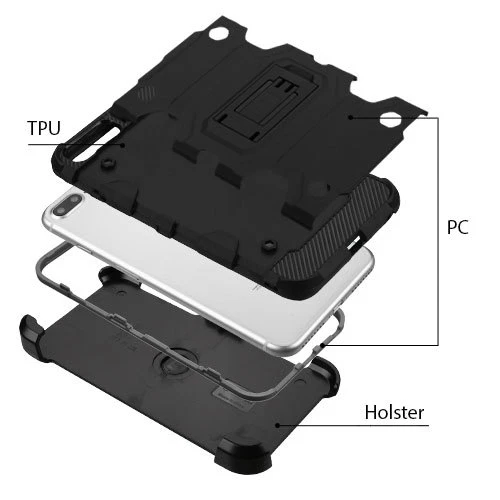 RUGGED SHOCKPROOF CASE W/STAND COVER+HOLSTER CLIP FOR iPHONE 7 / 8 / PLUS - Image 2 of 4