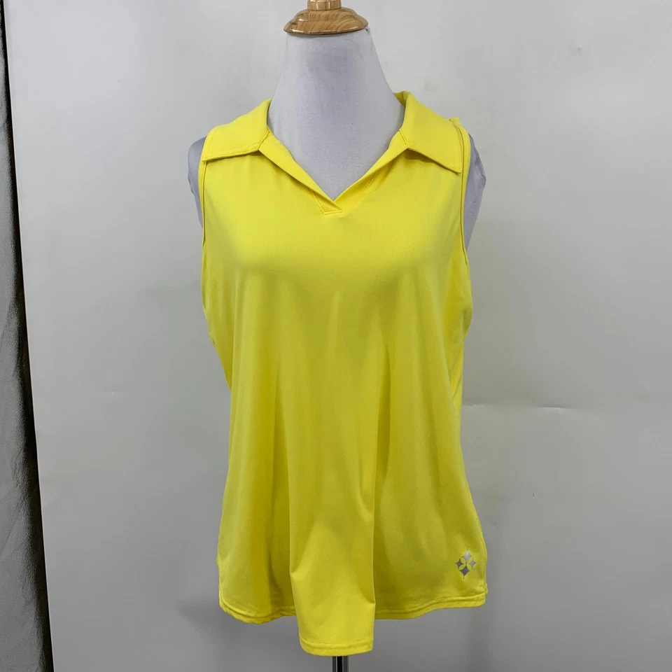 Jofit Shirt Womens M Medium Citrus Golf Athletic Johnny Collar Sleeveless Polo - Image 2 of 4