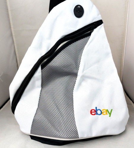Ebayana Ebay Logo Crossbody Shoulder Sling Backpack White NEW eBay Live - Picture 1 of 5