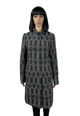 Akris Punto Knit Wool-Viscose Coat Ornament Printed Rabbit Trim