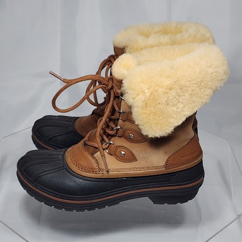 Crocs Allcast II Luxe Women 8 Waterproof Duck Boots Faux Fur Lined Lace Up