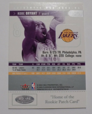 NBAカード　Kobe Bryant 2001-02 Topps Xpectations #92 Kobe Bryant Los Angeles Lakers
