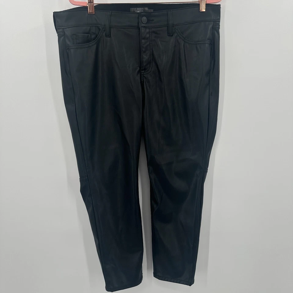 Torrid Faux Leather Pants Womens 14S Black Skinny Leg Flat Front Feel The Fit - Image 2 of 4