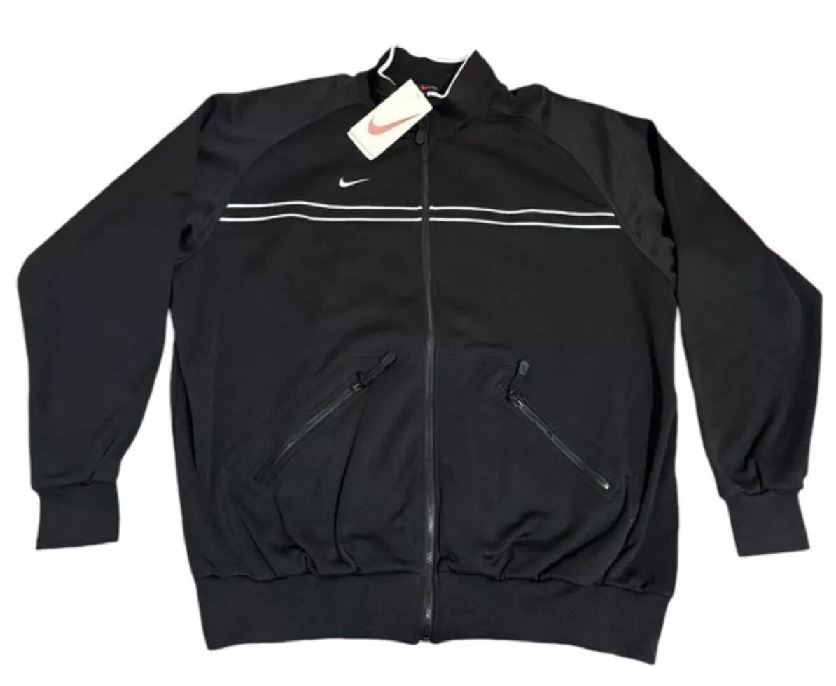 SACAI X NIKE Giacca da pista NIKE TOWN 2XL nera vintage anni 90 full zip swoosh ricamata NUOVA!