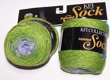 2 matched 50gm balls of KFI PAINTED SOCK Superwash Wool yarn #115 ISLA BONITA