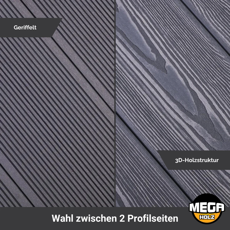 WPC Terrassendielen Hohlkammer Basaltgrau Premium 3D-Holzstruktur 2,2 -22 m²,Set - Bild 4 von 4
