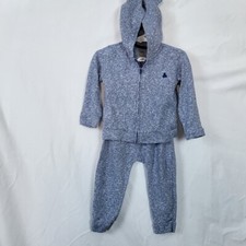 Baby Gap Boys Blue White Marled Long Sleeve Hoodie Jogger Outfit Set 18-24 Mo.