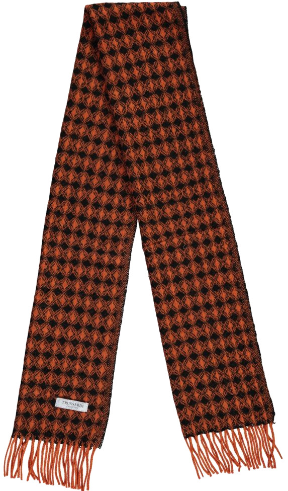 Trussardi Orange and Black Patterned Scarf RRP £120.00 -  90percent off !!!! image 2